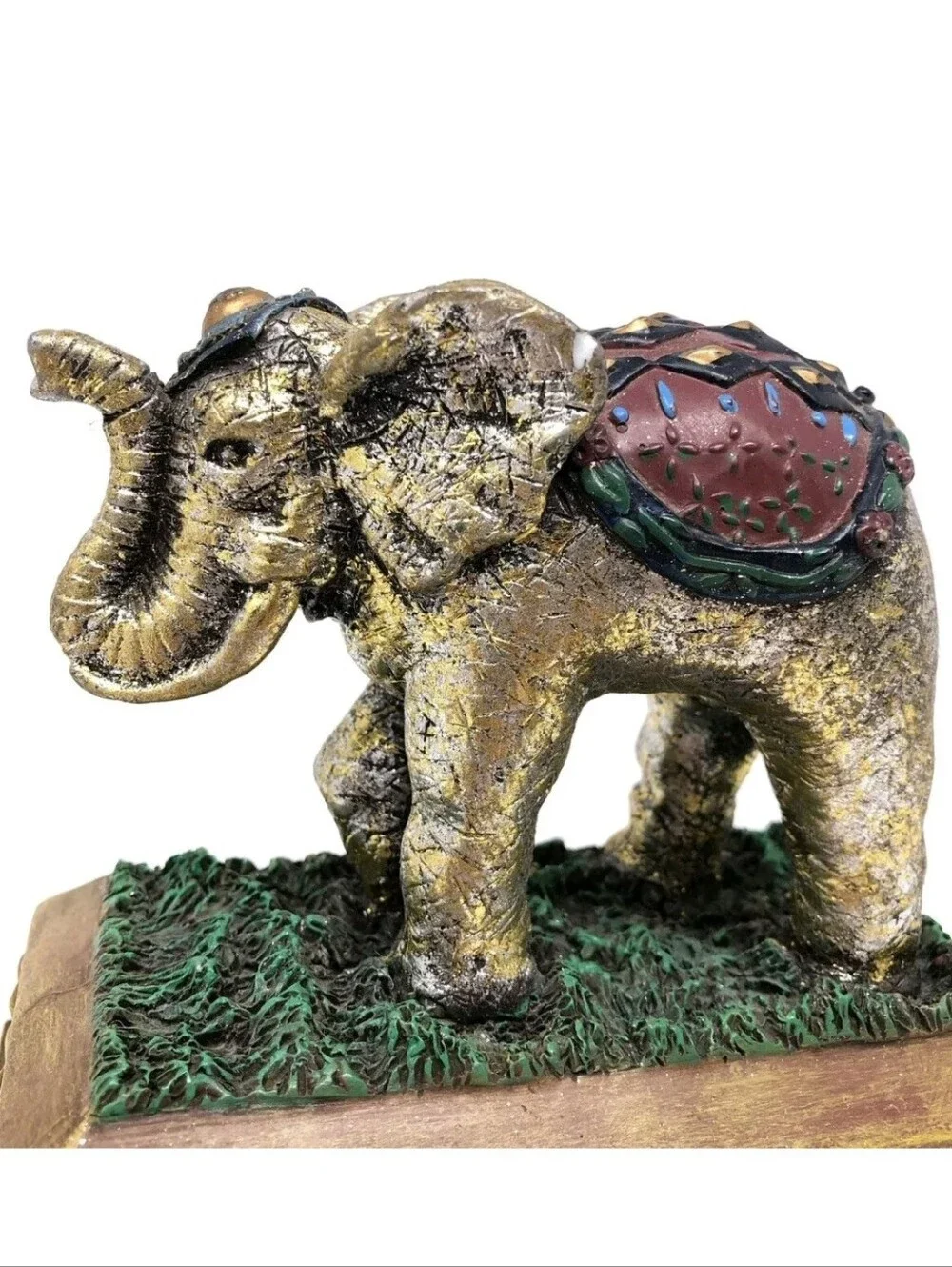 Vintage Jewelry Box Elephant Trinket Stash Decor Storage 1998 6.25” EUC